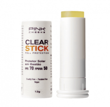 Protetor Solar transparente FPS70 FPUVA50 Clear Stick 12g | Pinkcheecks